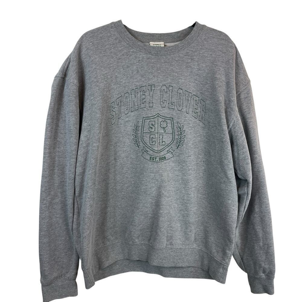 Stoney Clover Lane Homecoming Cotton Crew Neck Pullover Sweatshirt Gray Large